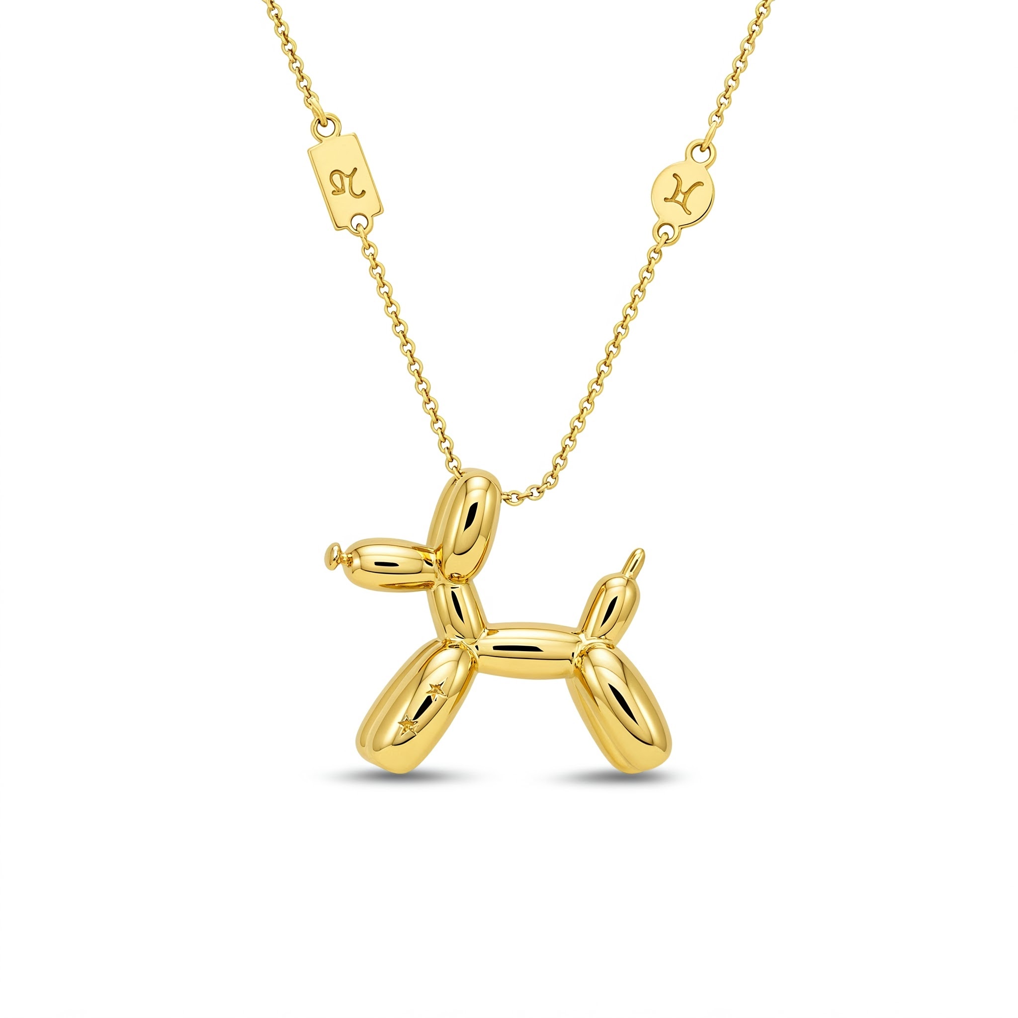 Gold Balloon Dog Pendant Necklace - Stainless Steel